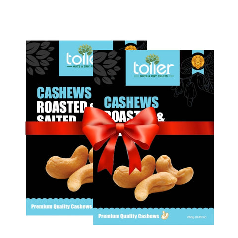 toller Roasted and Salted and  Roasted and Salted Masala Cashew 500G (250 Gram Each)